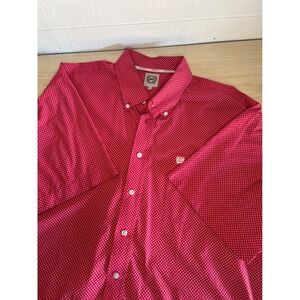 Cinch Mens XL Red Geometric Print Short Sleeve Button Down Western Shirt